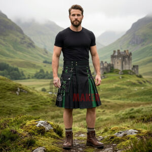 Black & Green Two-Tone Utility Kilt