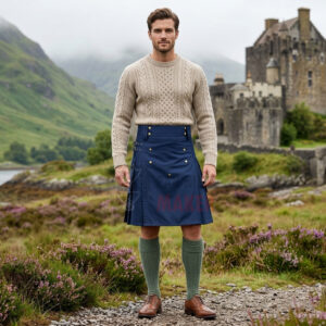 Navy Blue Cotton Utility Kilt