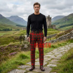 Royal Stewart Red Tartan Plaid Slim Fit Pants for Men
