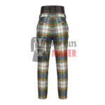White & Green Tartan Slim Fit Pants for Men